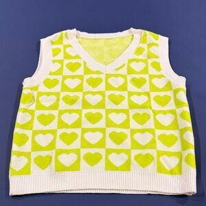 Heart Patterned Sleeveless Sweater Vest